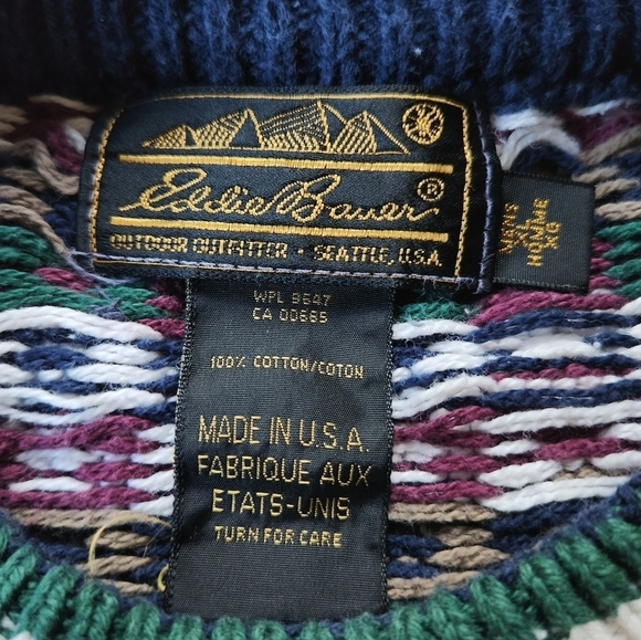 Vintage Eddie Bauer Knit Crew Neck Pull Over Long Sleeve Grandpa Sweater Sz XL - Picture 3 of 4